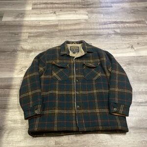 Woolrich Men's Plaid Sherpa-Lined Field Jacket - Green, Brown, Red